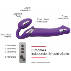 strap on me Gode vibrant STRAP-ON 3 Moteurs M 16 x 3.5 cm Violet